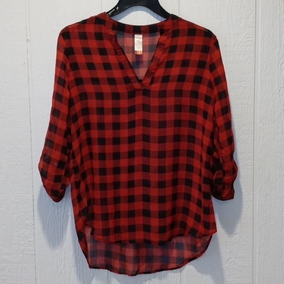 Sheer red and black top size 3 to 5 small - Picture 1 of 5